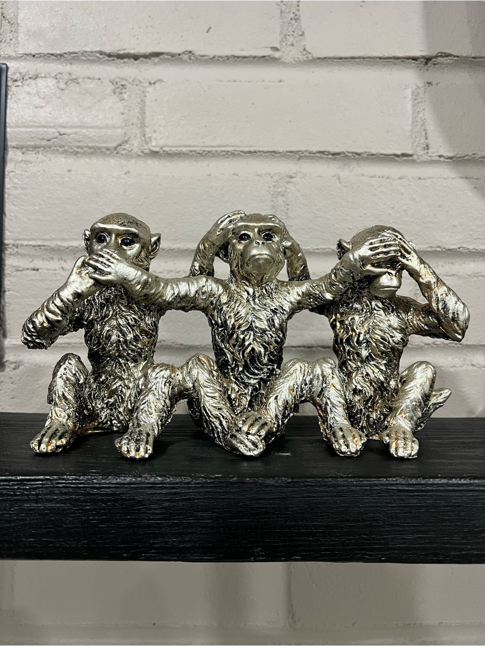 Silver Three Wise Monkeys Decorative Figurine - Home Art